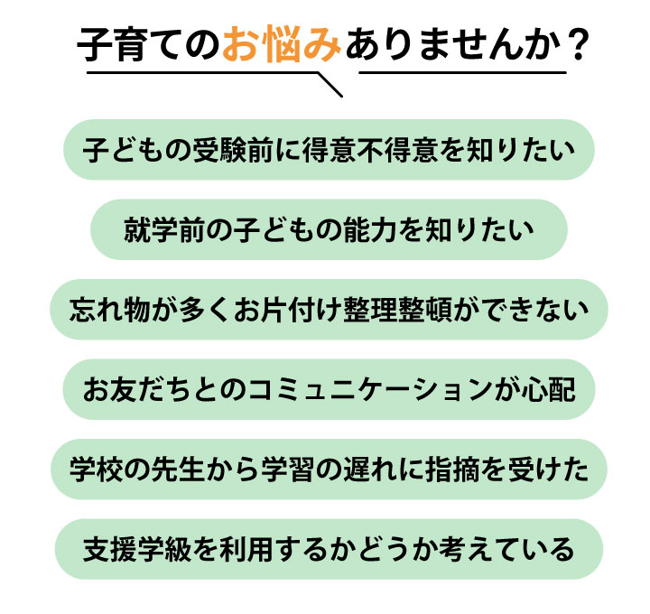 母親が子どもの知能や生活に関して悩むこと